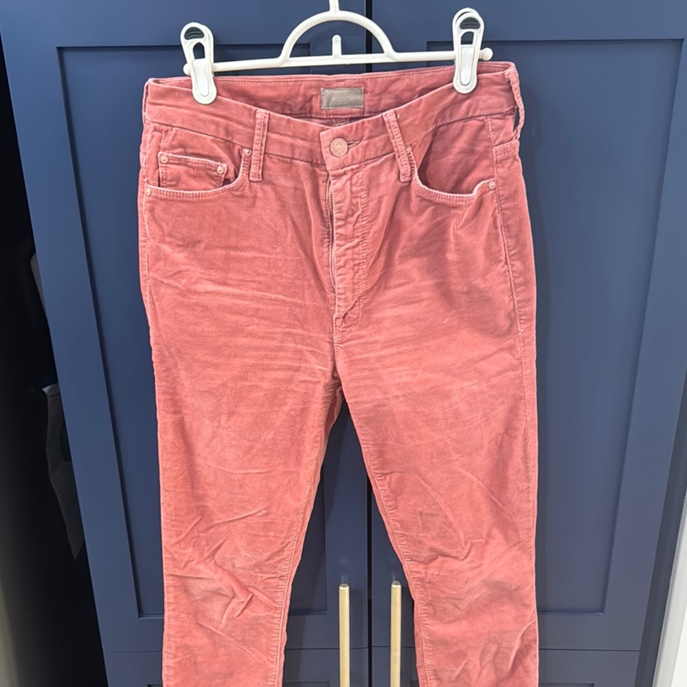 MOTHER Pink Cropped Corduroy Pants